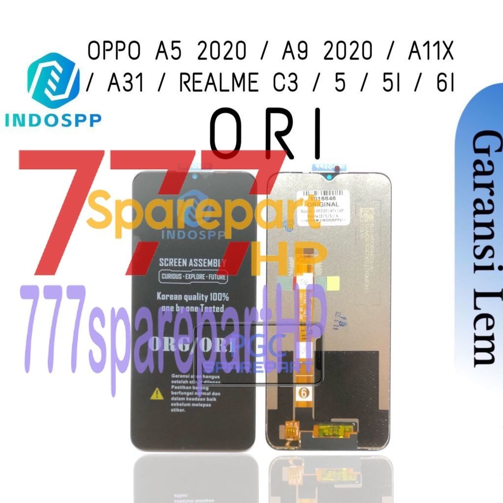 ORIGINAL INDOSPP - LCD Touchscreen Fullset Oppo A5 2020 / CPH1931/ A9 2020 / A11X / CPH1937 / A31 2020 / CPH2015 / Realme 5 / RMX1911 / 5i / RMX2030 / 5S / RMX1925 / 6i / RMX2040 - GARANSI LEM - 777sparepartHP