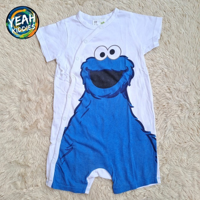 JUMPER ROMPER HnM SESAME STREET BABY ANAK BAYI SIZE 9 12 18 BULAN BIRU