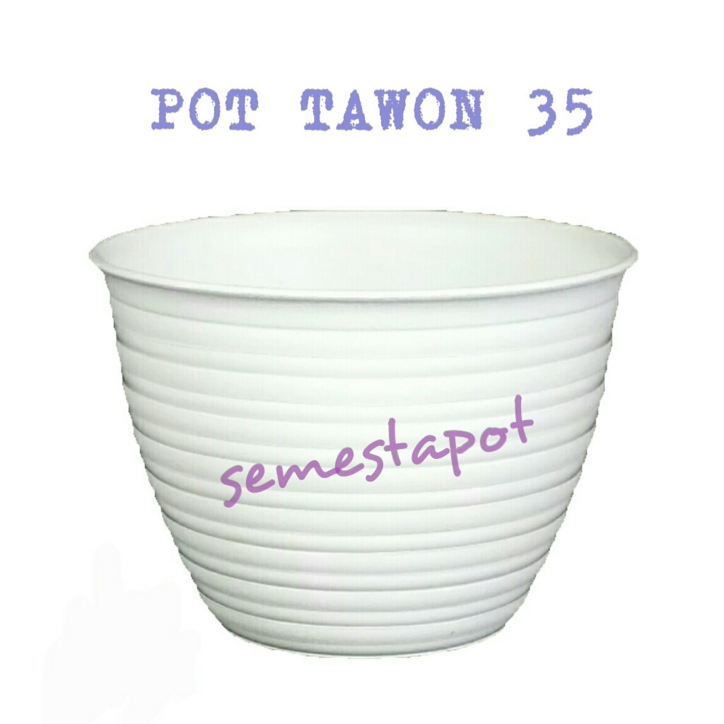 6 PCS Pot Tawon 35 Putih Setengah Lusin Pot Plastik Bunga Tanaman