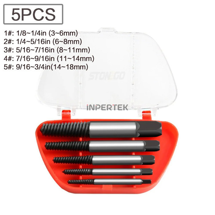 Tap Balik Set Screw Extractor Alat Pembuka Baut Rusak Patah keran air
