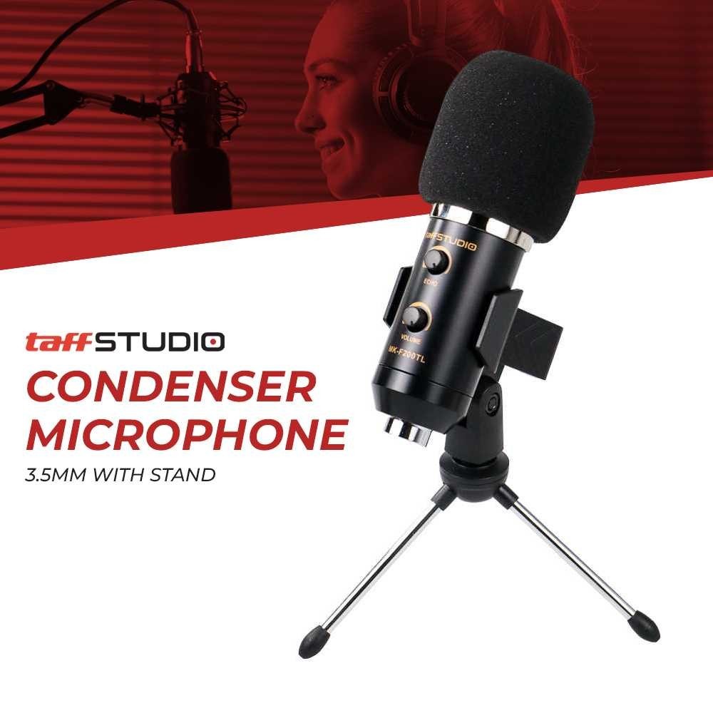 TaffSTUDIO Karaoke Condenser Microphone 3.5mm with Stand - MK-F200TL Mic