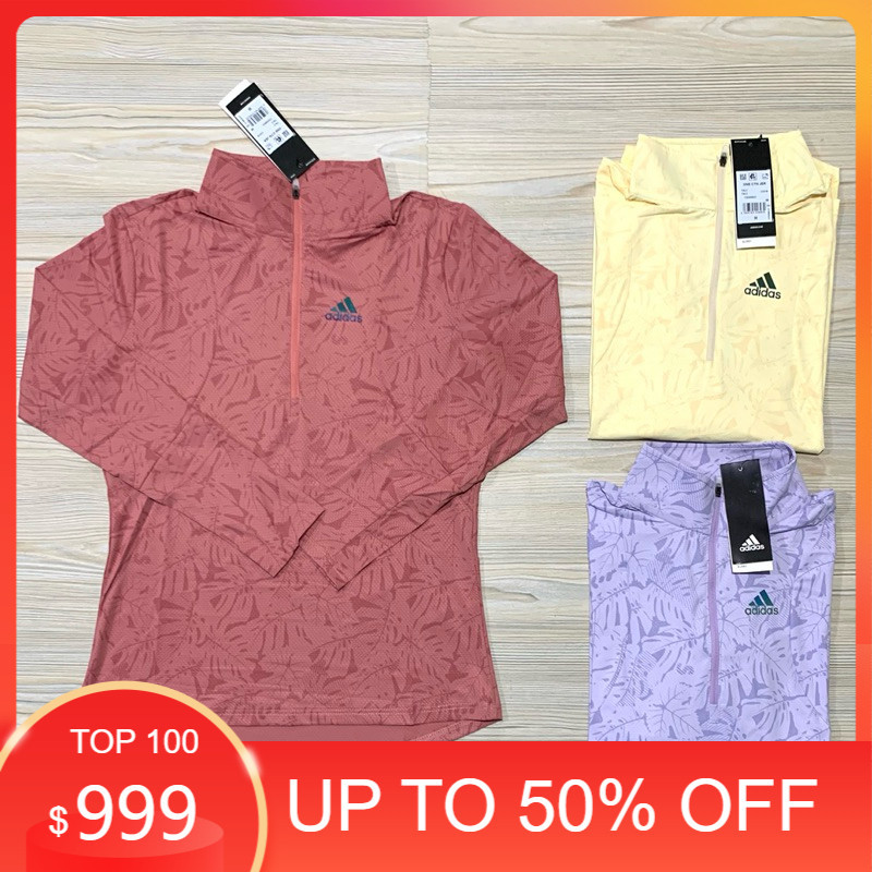 KAOS KERAH ZIPPER LENGAN PANJANG WANITA OLAHRAGA ADIDAS IMPORT PREMIUM RUNNING T-SHIRT POLO LADIES L