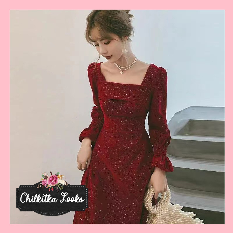 CHILKITKA LOOKS SELEBGRAM OUTFIT 2023 Gaun Malam Hitam Korea Baru/dress kondangan/korean style dress