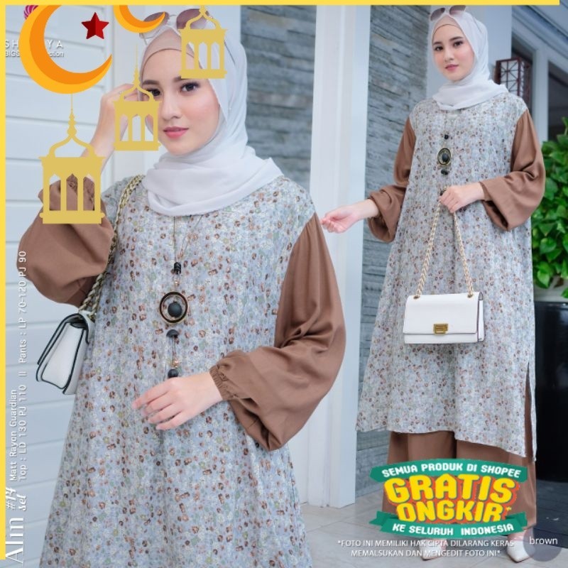 SETELAN WANITA JUMBO LD 130 ATASAN TUNIK BAWAHAN KULOT CASUAL TRENDY STELAN BAJU ETNIK SET PREMIUM S