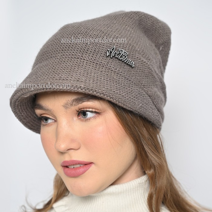 Topi Ciput Rajut Musim Dingin, Topi Beanie Winter Wanita Kupluk Polos - Putih