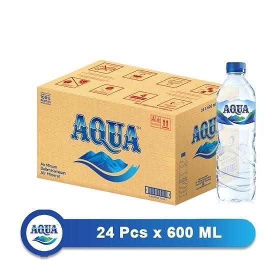 Air Mineral Aqua 600 Ml Botol 1 Dus 24 Pcs