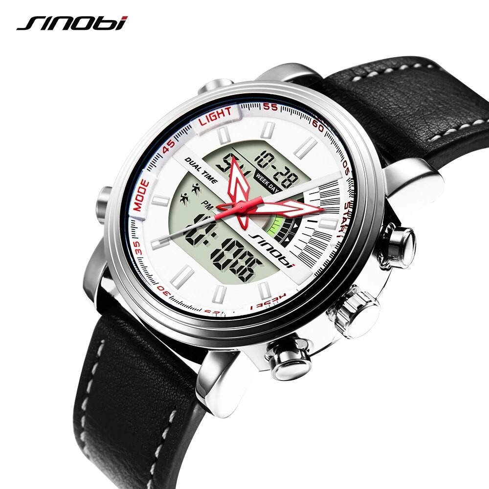 Jam Tangan Pria SINOBI Fashion Sports Functional Men's Watches Dual Display Digital Quartz Watch  Lu