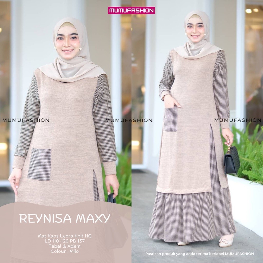 AJR - RAYNELLA// REYNISA Gamis Knit Jumbo Bahan Rajut Tebal Import Premium by MUMUFASHION BISA COD