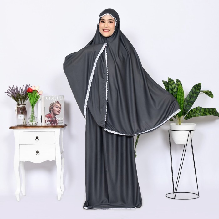 Mukena Travel Hyget Polos Renda Amplop Rukuh Jumbo  Grosir - Warna Random, Dewasa