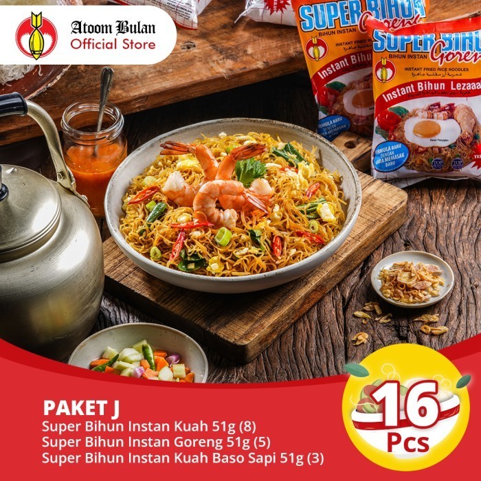 

Paket J - Super Bihun Kuah 8 pcs + Goreng 5 pcs + Baso 3 pcs