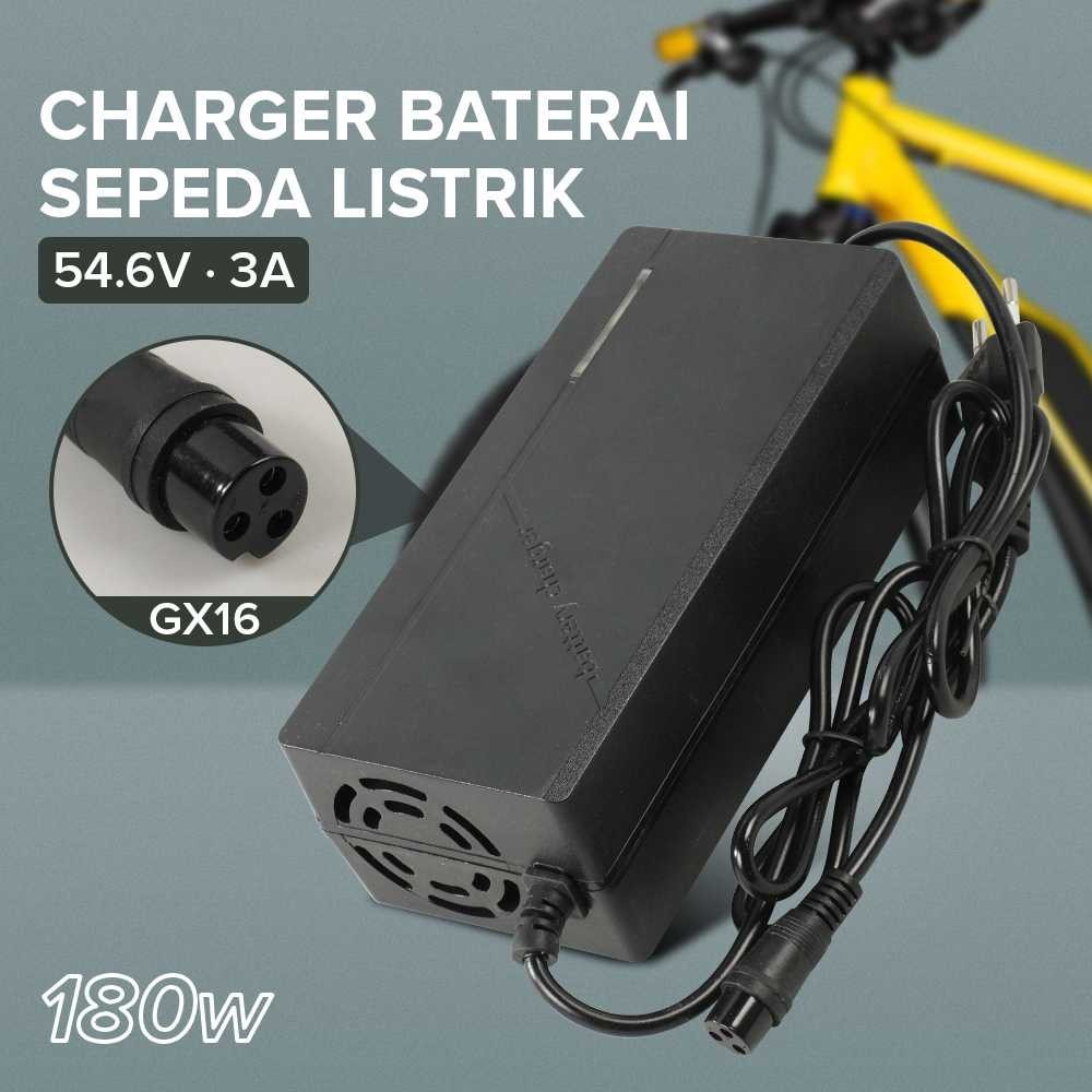 Adaptor Charger Baterai Sepeda Listrik Skuter 54.6V 3A - 48V3 Pengisi Daya Aki Baterai Sekuter Seped