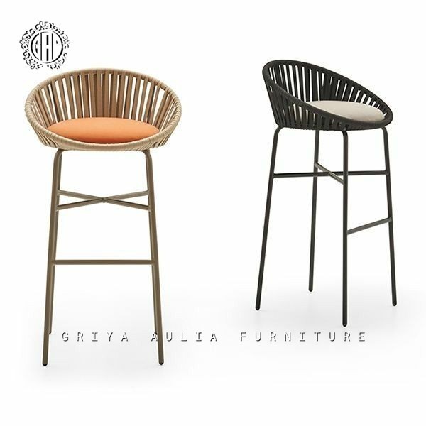 Kursi bar outdoor rotan sintetis modern kursi bar round seater
