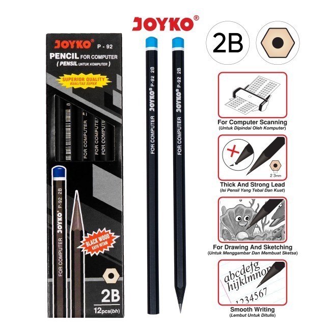 

IPI Pencil Pensil Joyko P-92 2B 1 BOX - 12 Pcs