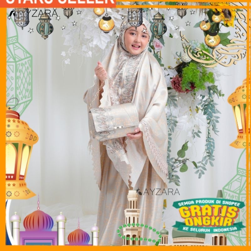 MUKENA ANAK PEREMPUAN MAXMARA SILKY ZAMORA FREE TAS PREMIUM MOTIF/ Pink Dusty Fanta Merah muda