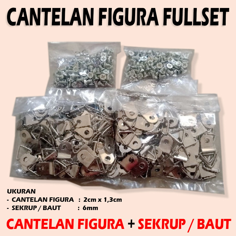 Gantungan Figura Segitiga 2cm Sekrup Baut 6mm Cantelan Cantolan Figura Pigura Isi 100 Pengait Kait F