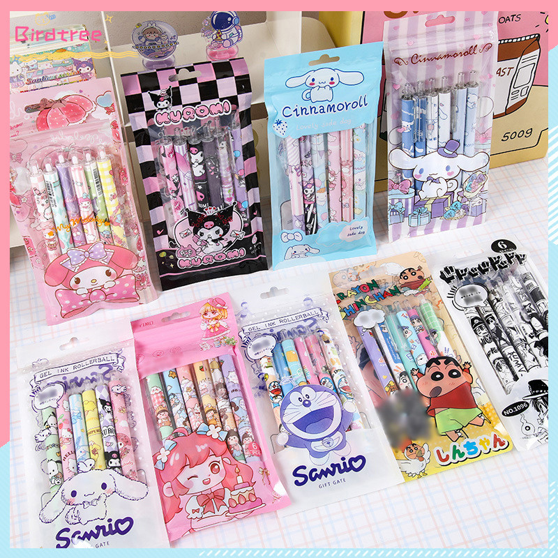 

COD Press Pen Set Sanrio Pena Tinta Gel Lucu Pena Tinta Kartun Gadis Kartun Hati Tinta Gel Hitam