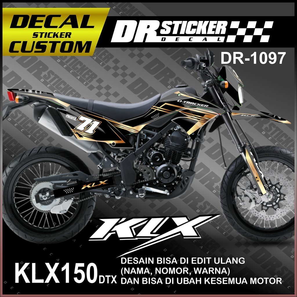 Decal KLX Dtracker Decal Sticker KLX 150 Dtracker Desain Suka Suka Gold