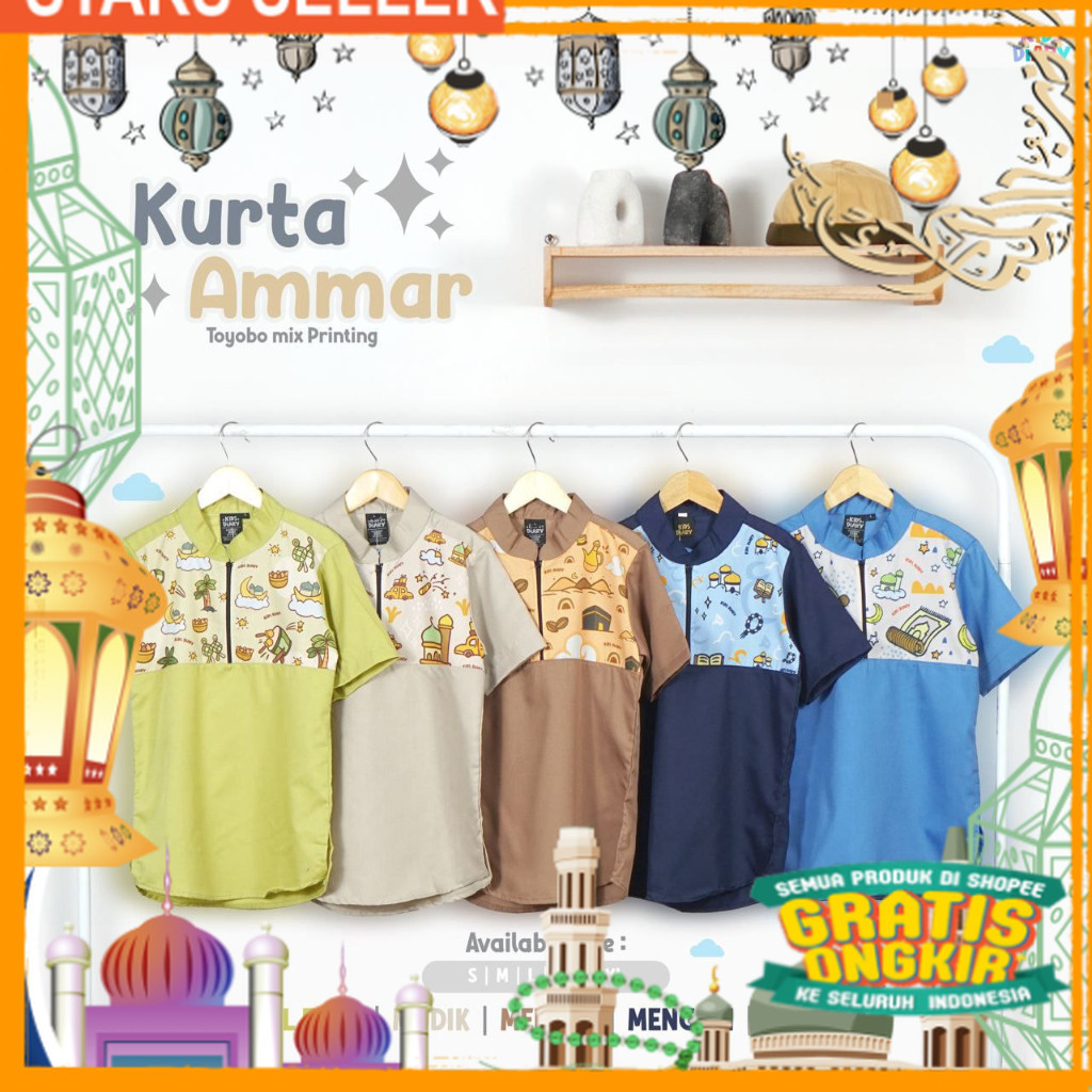 Baju koko anak "KURTA AMMAR" (BEST SELLER)/ Pink Dusty Fanta Merah muda