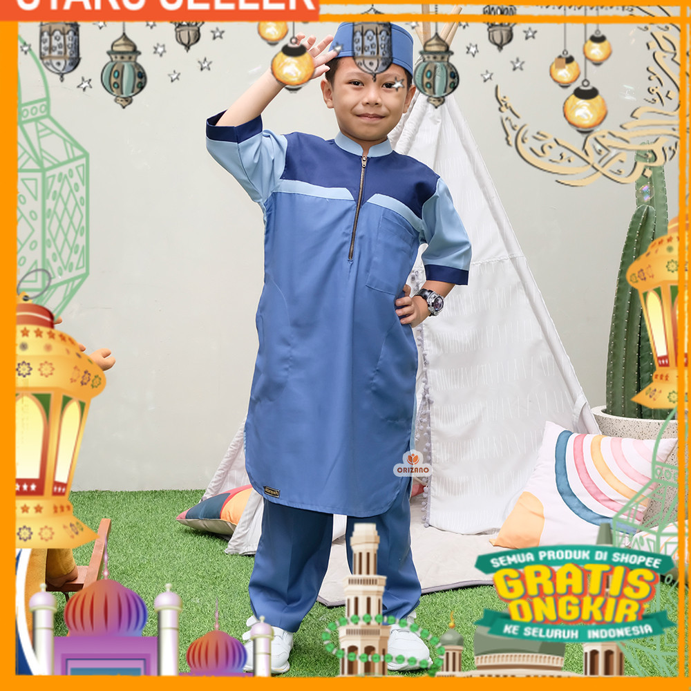 Setelan Baju Anak Muslim Cowok Koko Laki Laki Kurta Turki REINO/ Pink Dusty Fanta Merah muda