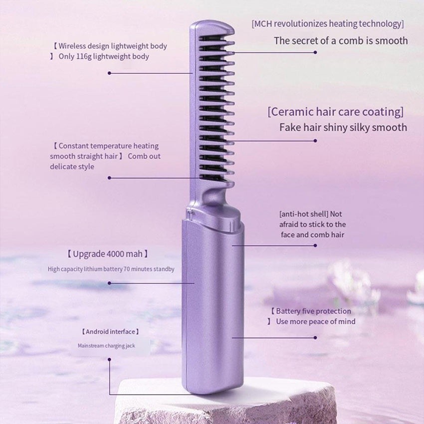 Sisir Catokan Pelurus Rambut / Catokan Rambut Lurus Dan Keriting 2 in 1 Portabel traveling