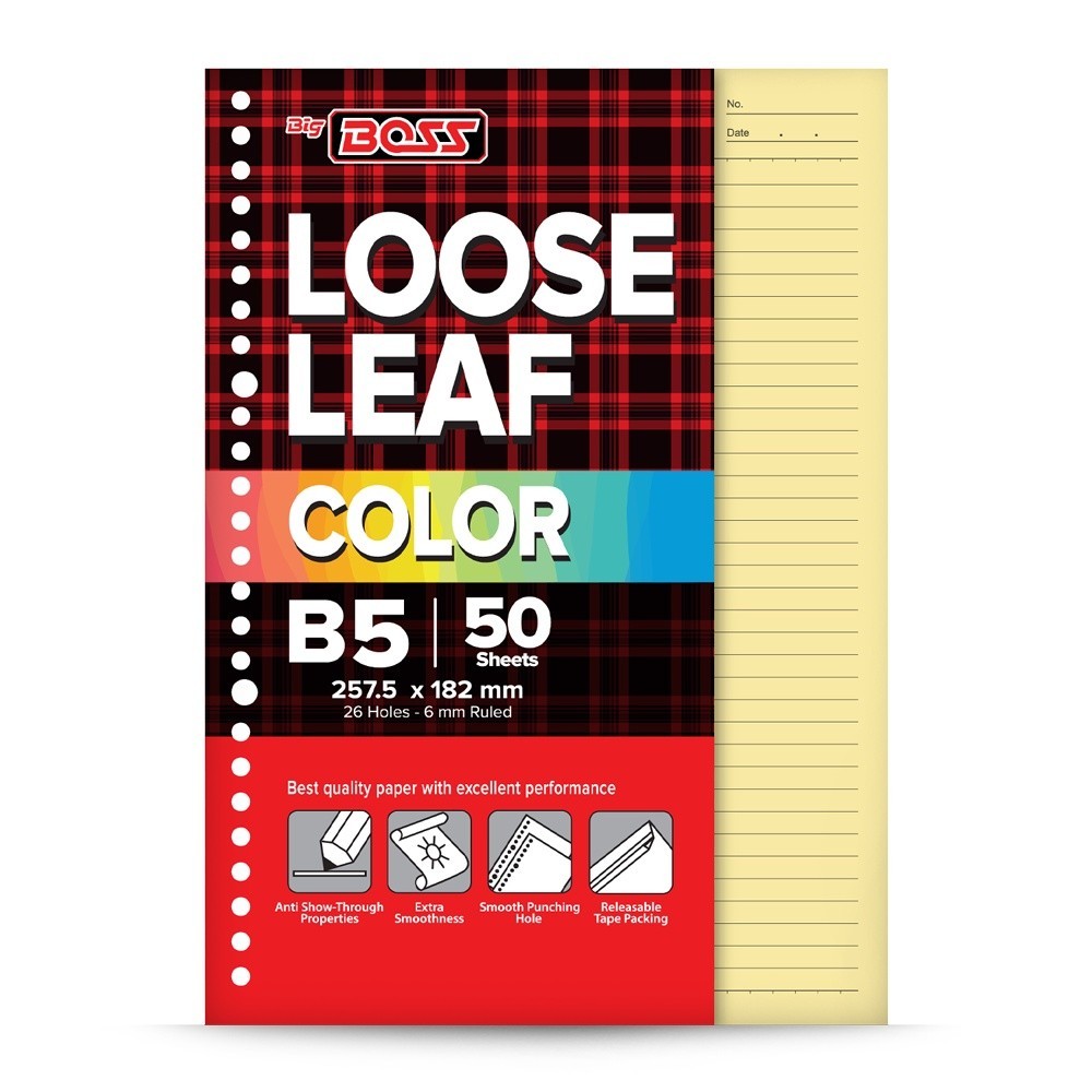 

[Stationery Spectrum] BigBoss Loose Leaf B5 50 Lembar Yellow - BBO LL 50 B5 160