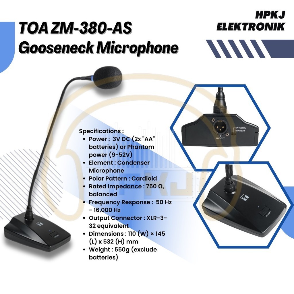 MICROPHONE MEJA TOA ZM-380-AS Mic Meja Podium Gooseneck TOA ZM 380