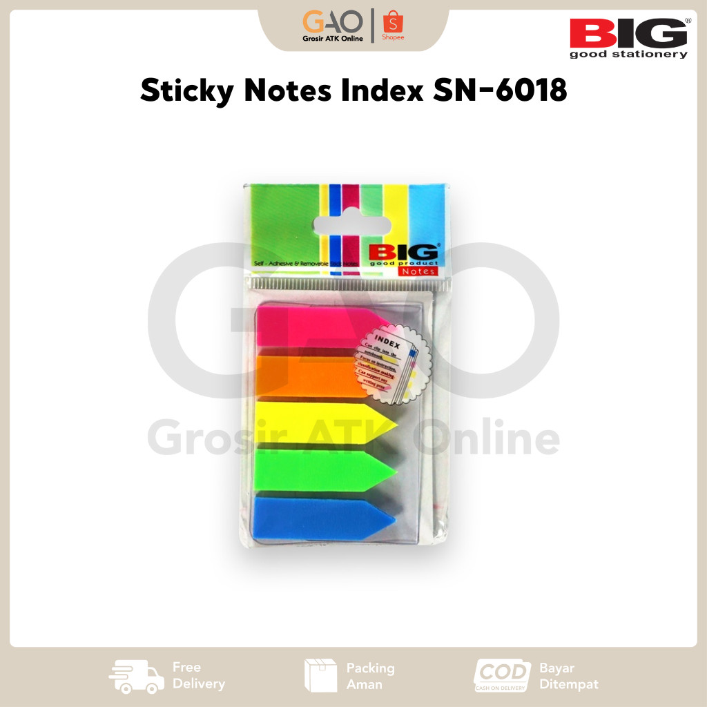 

Sticky Notes Index BIG 5 Colour SN-6018 / Pembatas Penanda BIG 44MM X 12MM SN-6018