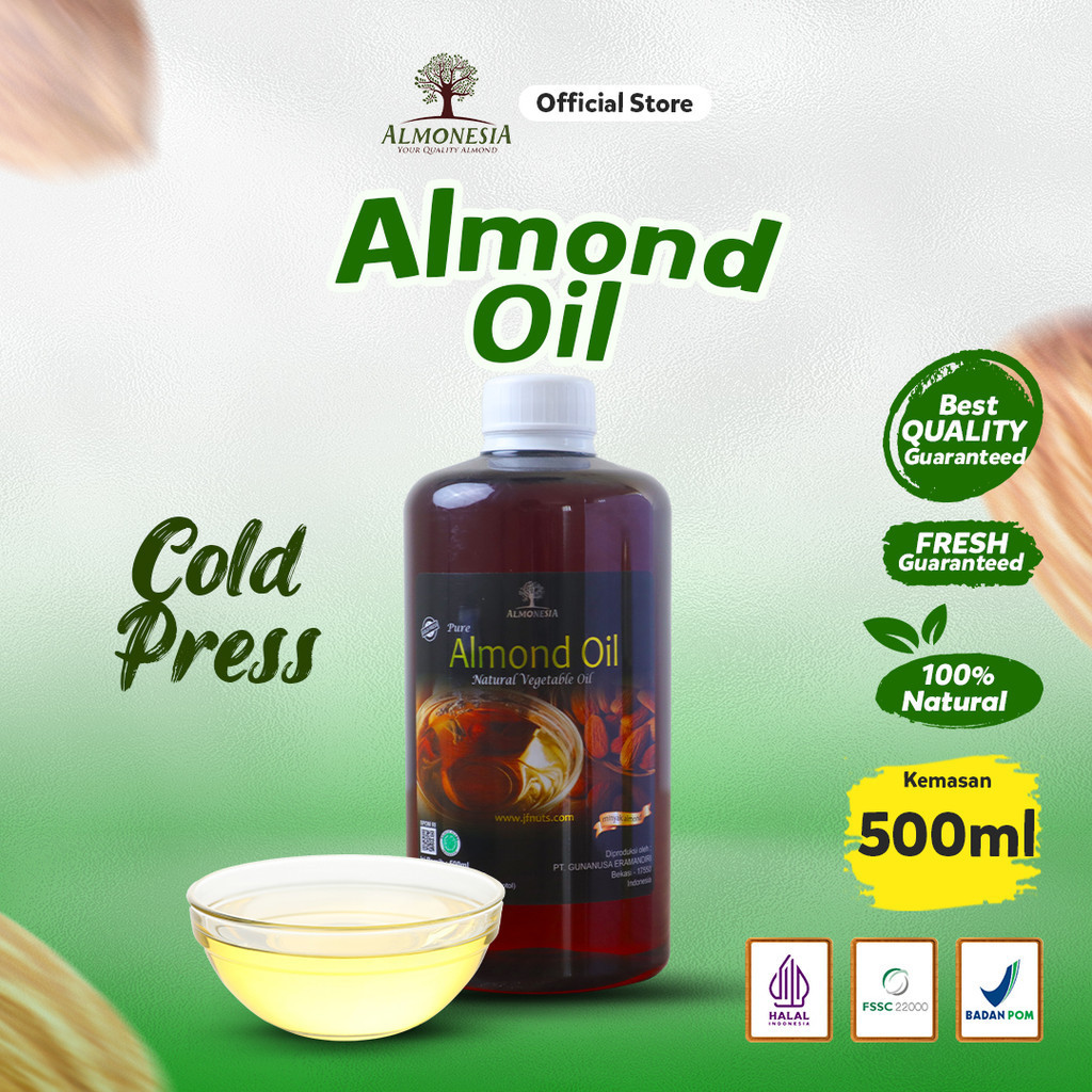 

Almonesia - Almond Oil (Minyak Almond) 500 ml (100% PURE Almond oil/ Cold Pressed/ Food Grade)