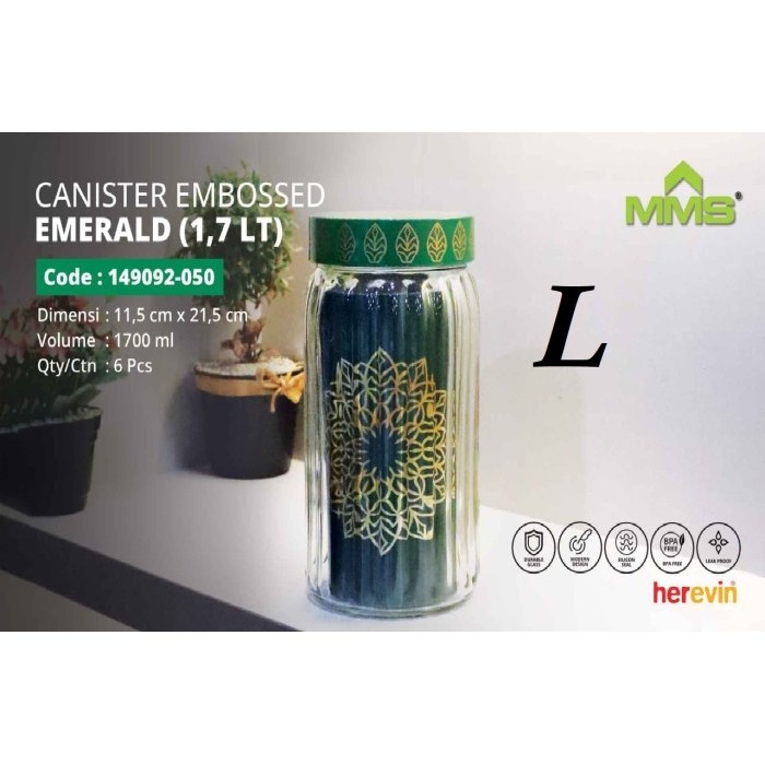 Herevin Toples Emerald / Stoples Lebaran / Tempat Kue - S - 1 Liter