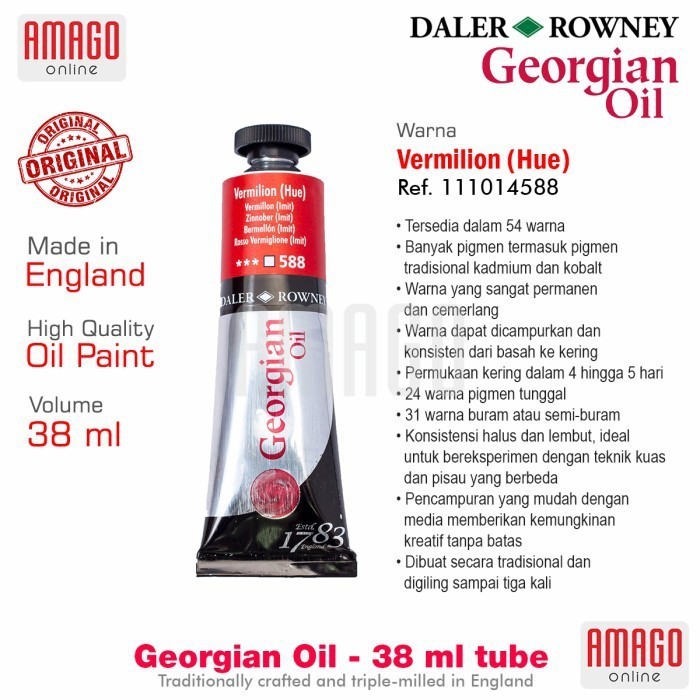 

Cat Minyak Lukis DALER-ROWNEY Georgian Oil 38 ml - Vermilion Hue - 111014588