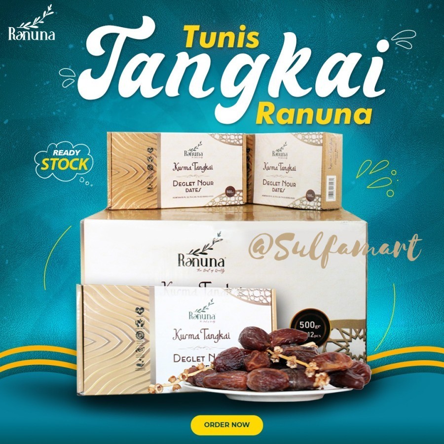 

Kurma Tunisia Kurma Deglet Nour Ranuna 500gr Kurma tangkai