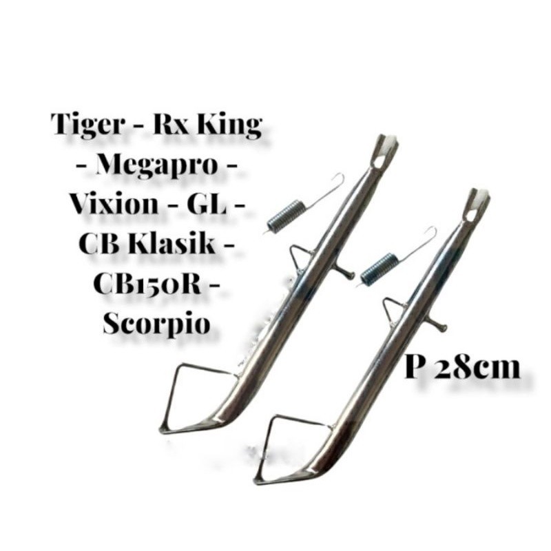 Standar Samping Chrome Ring 18 Tiger Rx King Megapro Vixion GL CB Klasik CB150R Scorpio Panjang 28cm