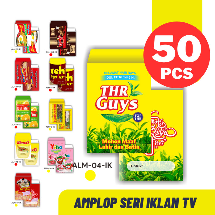 

PROMO PAKET 50 PCS AMPLOP LEBARAN JUMBO MOTIF SNACK IKLAN TV - RANDOM