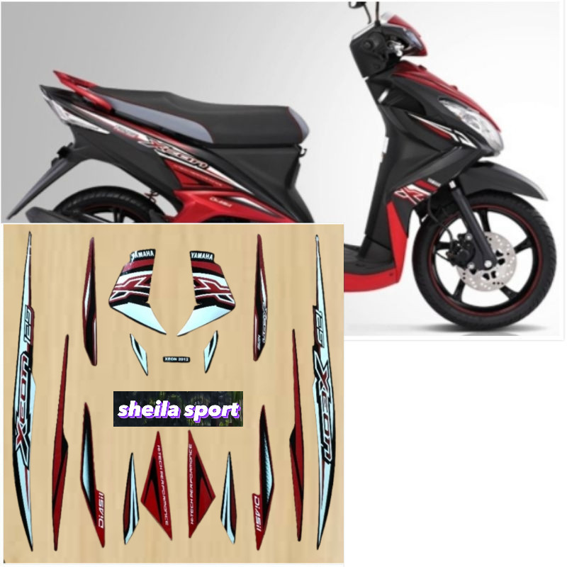 Striping xeon Stiker Yamaha Xeon 125 hitam merah tahun 2012 2013 kualitas bagus