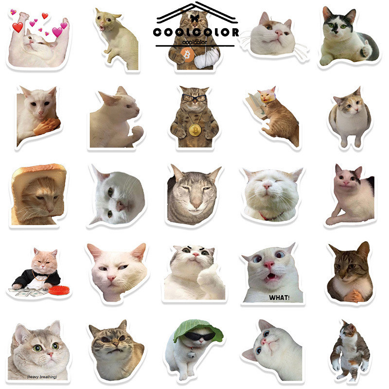 

COD❤️Stiker buku harian kucing lucu kartun koper grafiti yang dipersonalisasi casing ponsel skateboard gitar-cl