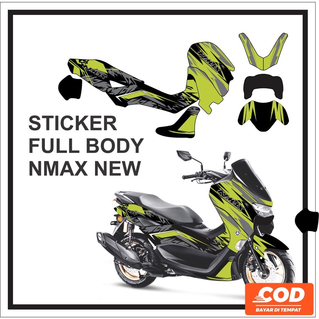 Stiker Decal NMAX 2022 2021 NEW Sticker Striping  NMAX Full Body Baru Motif Garis Hitam dan Hijau Ke