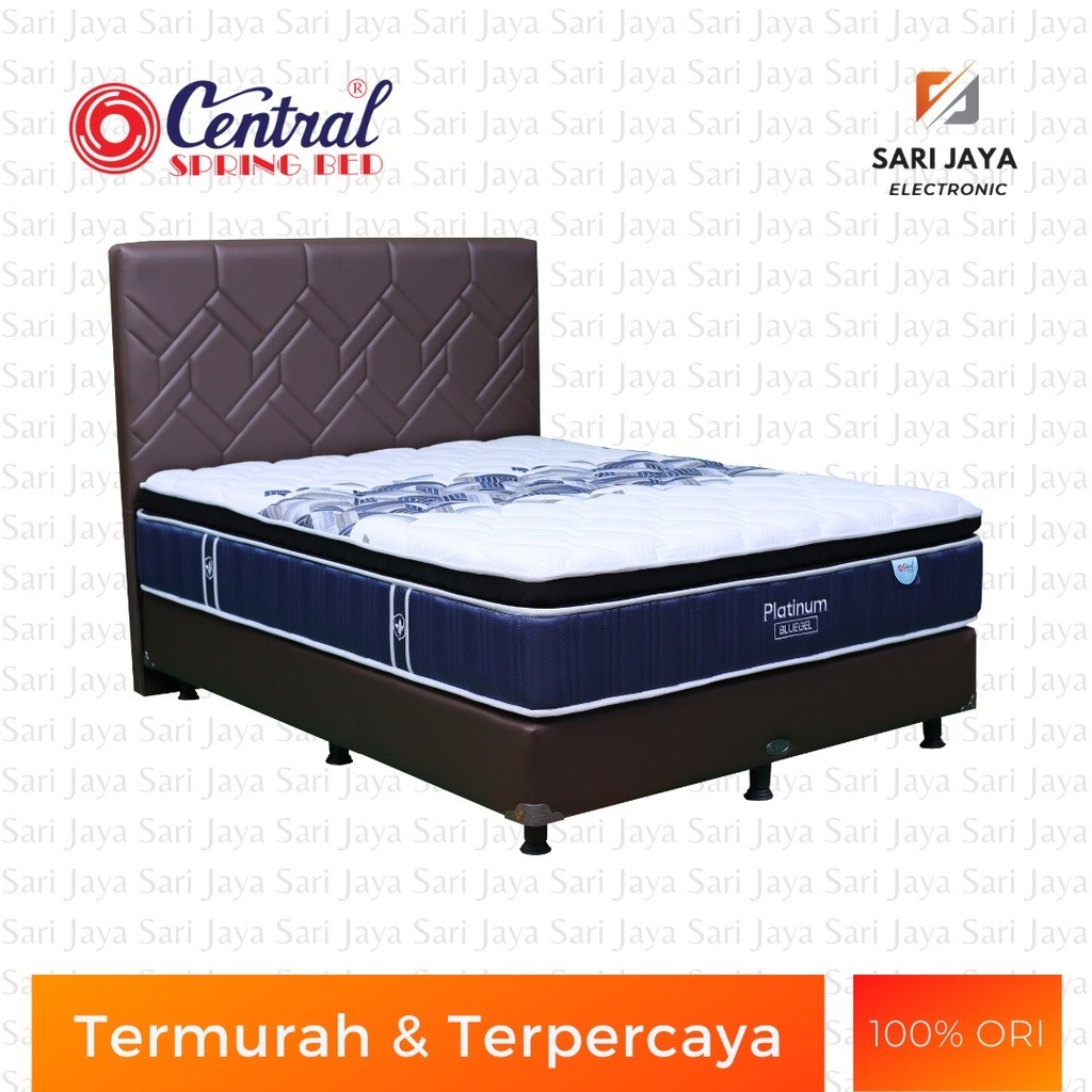 SPESIAL PROMO 70% Spring Bed / Matras / Kasur Central Platinum Pillow Top with Blue Gel