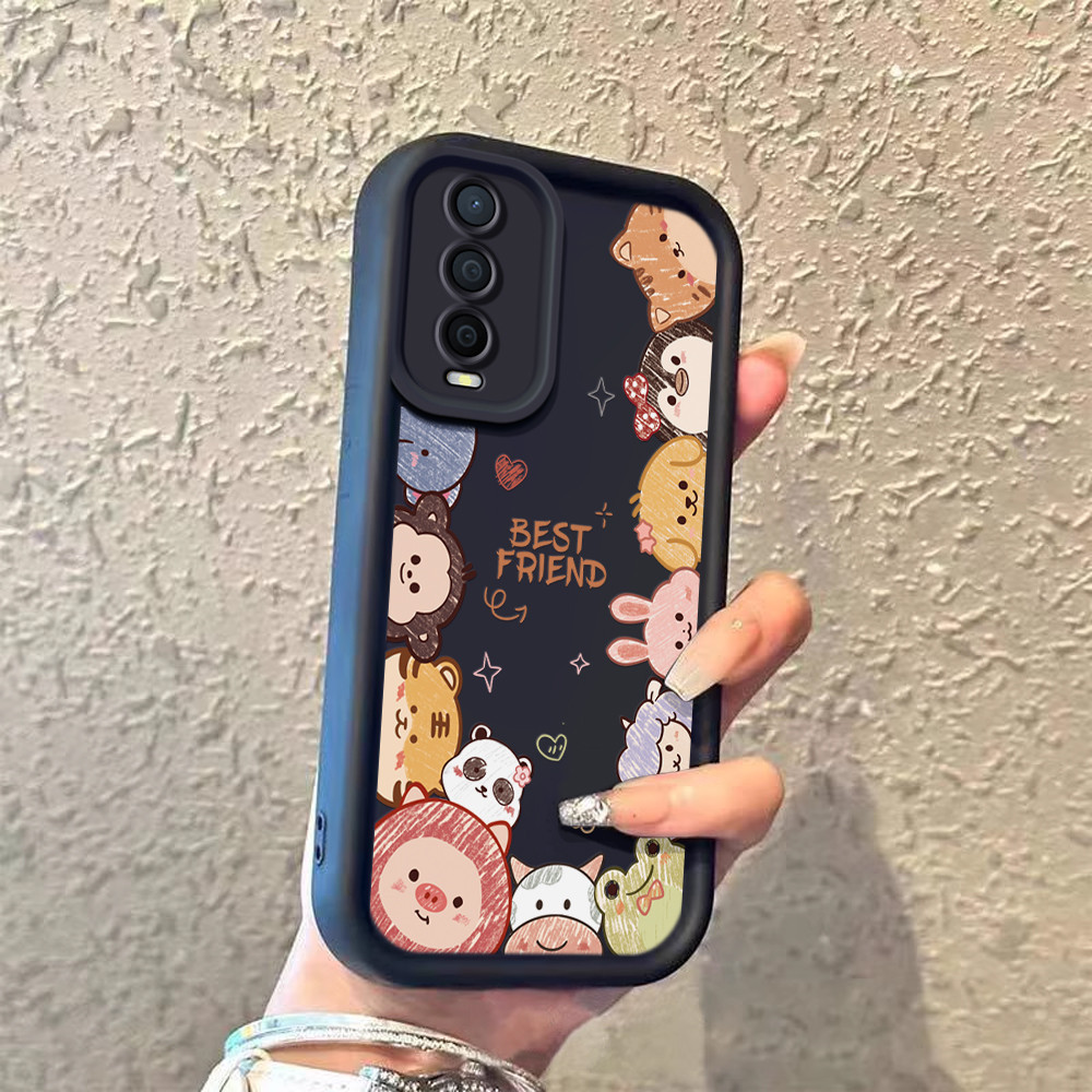 Casing Tahan Guncangan Pola Hewan Cangkang Lunak Anti Jatuh Kualitas Tinggi HP VIVOY12 Y15 Y17 Y20 Y