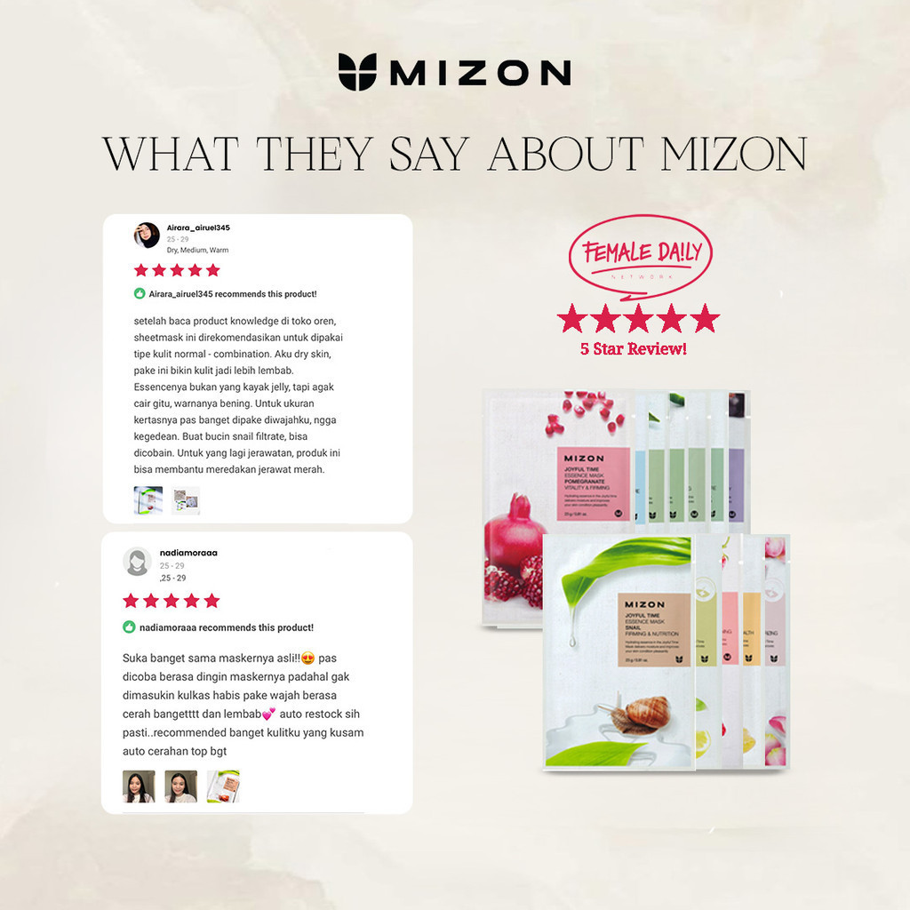 MIZON Sheet Mask Korea - Green Tea | Moisture &amp; Vitality | Masker untuk Vitalitas Kulit