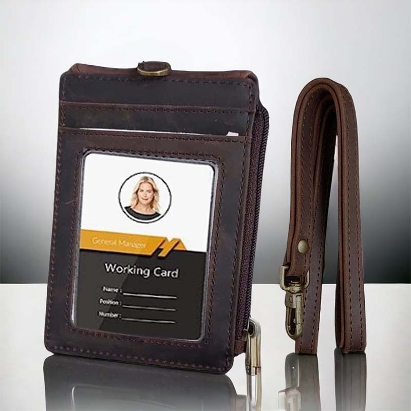 Dompet ID Card Kalung Kulit Asli ISHIYA – Bisa Simpan Koin & Kartu Multifungsi Pria Wanita