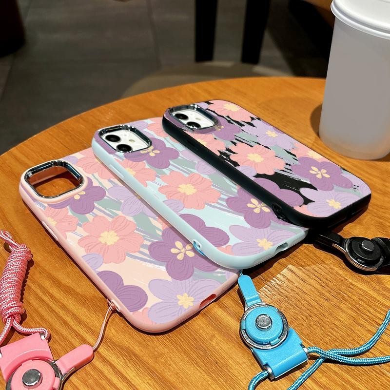 Casing Hp For Samsung A32 5G A34 M32 Oval Plating Lens Anime Flower Silicone Case
