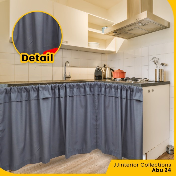 NNAY Hordeng Kolong Dapur Minimalis Polos Tirai Bawah Kompor - Abu 24