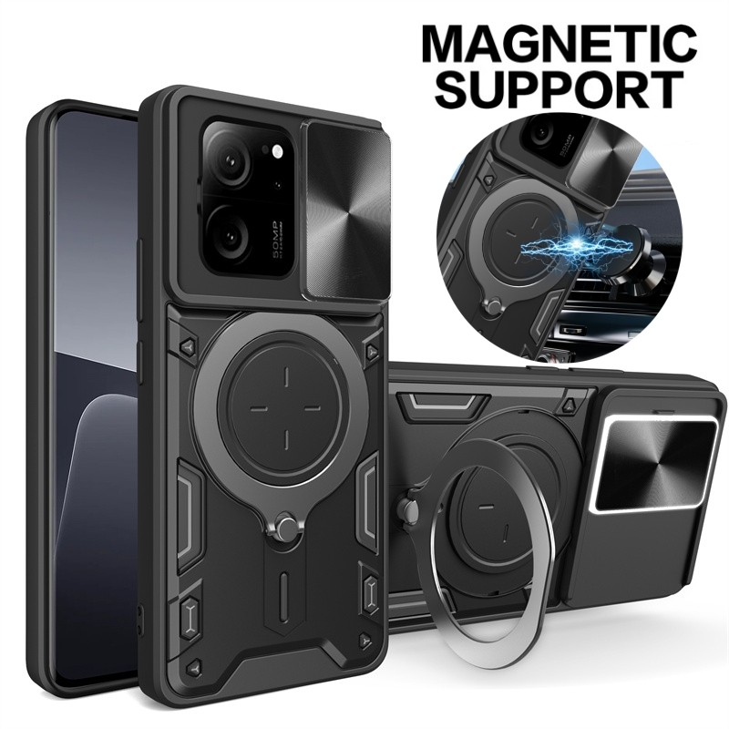 For Xiomi 13T Case Shockproof Armor Ring Slide Lens Protect Funda For Xiaomi 13 T Mi 13T T13 Mi13T X