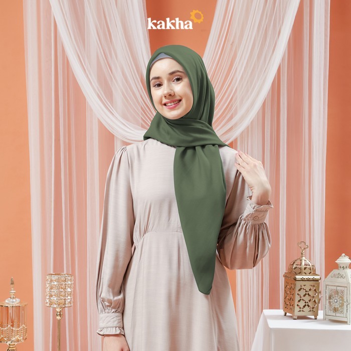 KAKHA - Jilbab segi empat 30 warna polos (B) / hijab voal /Hijab polos - 37 Blue Mint