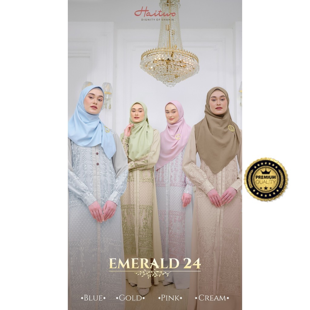 HAITWO - Baju Gamis Dewasa EMERALD 024 Model Terbaru  - Gamis Lebaran 2024 Model Gamis Terbaru - Gam