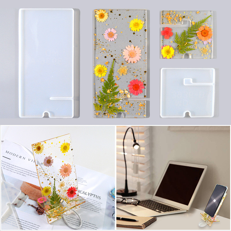 

DIY Crystal Epoxy Resin Mold Simple Mobile Phone Holder Decoration Simple Universal Swing Table Silicone Mold