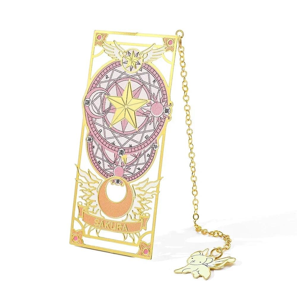 

Kawaii Sweet Anime Card Cap tor Sakura Book Mark with Creberus Tassel Metal Bookmark for Women Girl Fans School Reading Supplies