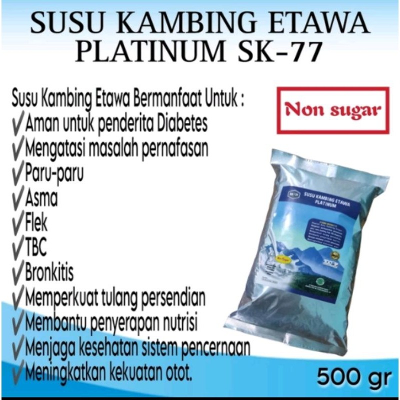 

SUSU KAMBING ETAWA SK-77 PLATINUM 500GR NON SUGAR AMAN UNTUK DIABETES