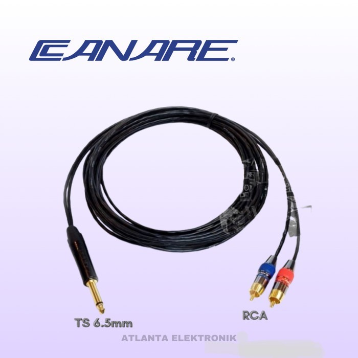 KABEL TS 6.5MM TO 2 RCA MALE CANARE JAPAN AKAI MONO TO 2 RCA - 3 Meter