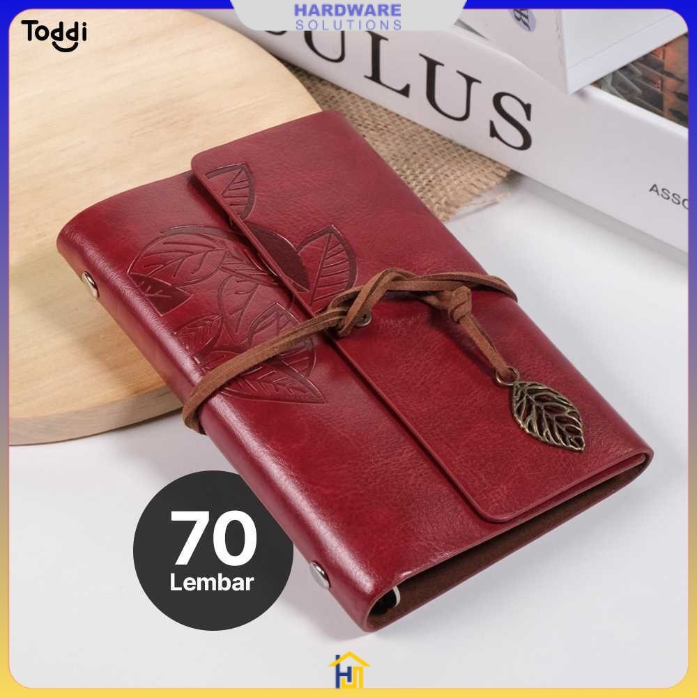 

Toddi PHANTACI Buku Catatan Binder Kulit Retro Leaf Kertas B7 - BSD666